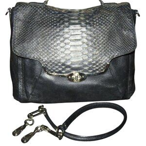 Coach 2013 Madison glitter python Sadie Flap Leather Crossbody Satchel in Black